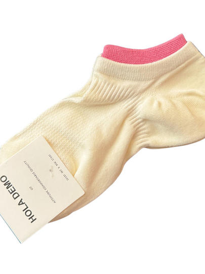 法式专柜袜子男生短袜夏天薄款网眼透气女袜精梳棉白色运动男袜子