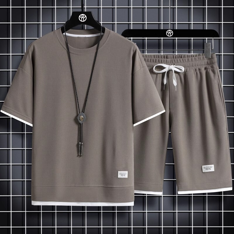 Brand High-End Wearable Loungewear for Men, Summer Pure Cotton Short-Sleeved Shorts, Sports Casual Pajamas Set