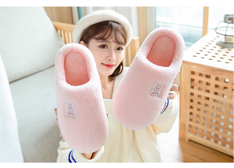 Dép cotton nữ mùa đông 2018 mới trong nhà ấm áp đôi vợ chồng nhà dày nam sang trọng mùa đông dép đi trong nhà cho bé