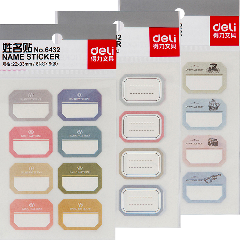 Deli 6432 Stickers Student Color Name Stickers Blank Name Stickers Classification Stickers