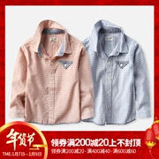 Áo sơ mi nam tay dài cho bé Áo sơ mi sọc 2018 Xuân-Hè Mới cho bé mặc Big Boy Baby Baby Cotton