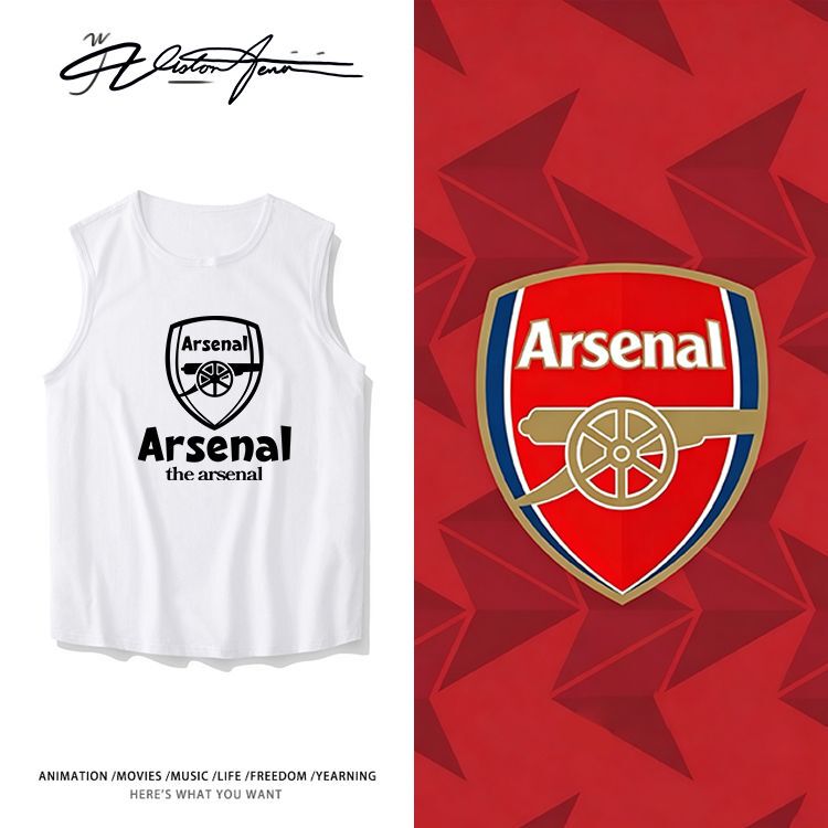 2026 Short-Sleeve T-Shirt Arsenal Premier League Sleeveless Pure Cotton Vest Running T-Shirt Breathable Sports Trendy Versatile