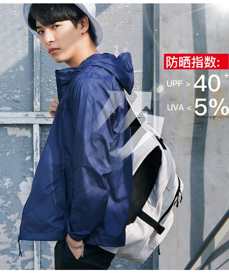 探路者 21新款 UFP 40+防晒 男轻薄透气皮肤风衣 图5