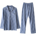 Green Jia mùa thu mới vài bộ đồ ngủ cotton nữ dài tay nam quần cardigan áo ve áo hoạt hình nhà dịch vụ phù hợp đồ siêu nhân Cặp đôi