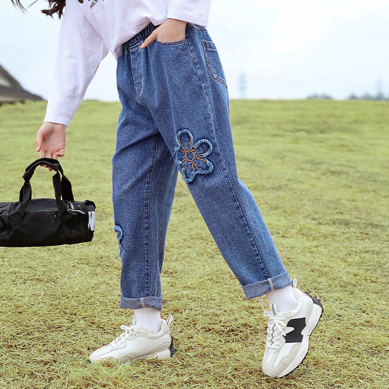 Girl Pants Spring Fall 2022 The New CUHK New CUHK Child Trendy Children Jeans Girl spring dress Long pants