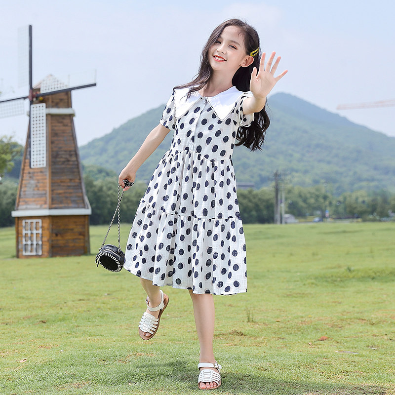 Medium and big children's skirt summer dress 2022 new style foreign girl thin dress summer girl princess dress