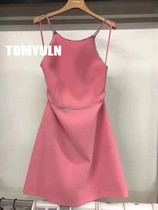 TOMYULN20 Summer with rhinestone sling backless temperament socialite womens slim little dress
