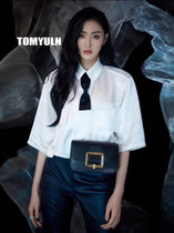 Qi Wei Zhang Tianai with TOMYULN academic style short bow shirt female French Joker pocket top