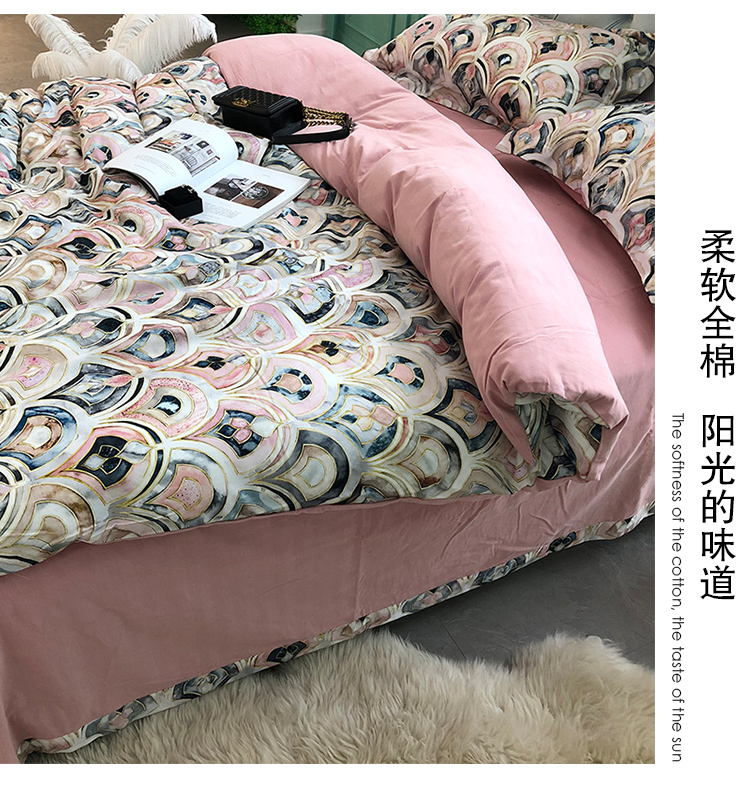 [Red vương miện] phim Mỹ-Hàn Quốc vốn có trong thế giới với số tiền Brushed bông chăn bông gia đình khăn trải giường của bốn mùa đoạn - Bộ đồ giường bốn mảnh chăn ga gối everon