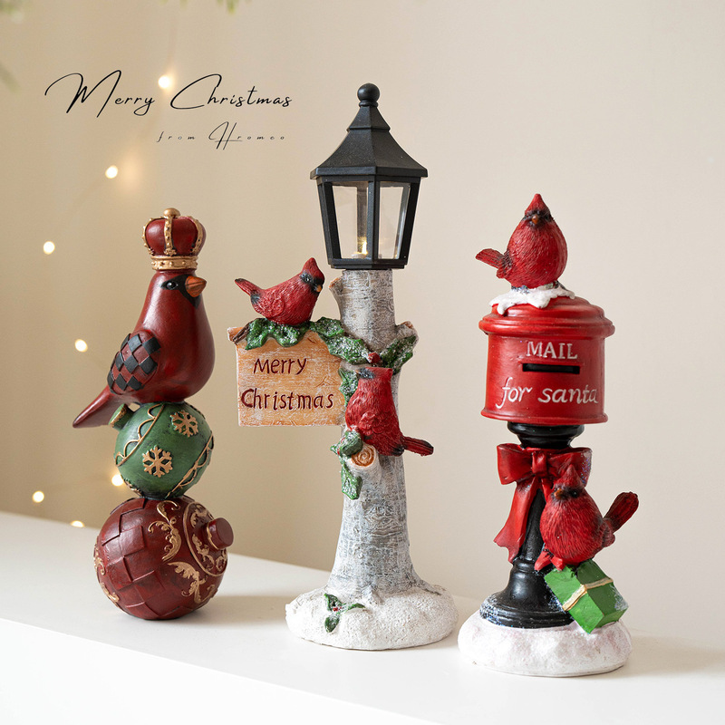 Foreign Trade Christmas Decoration Creative Resin Crafts Ornaments Bird Mailbox Street Lamp Desktop Ornaments Festive Atmosphere Foreign Trade Christmas Decoration Creative Resin Crafts Ornaments Bird Mailbox Street Lamp Desktop Ornaments Festive Atmosphere