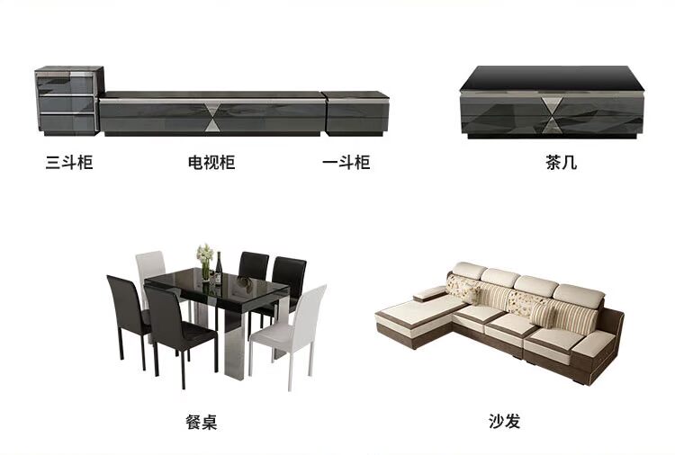 Bàn kính cường lực bàn cà phê Bộ tủ tivi đơn giản Phòng khách hiện đại lưu trữ đồ nội thất Gương bàn trà thời trang - Bộ đồ nội thất bộ bàn ghế thông minh