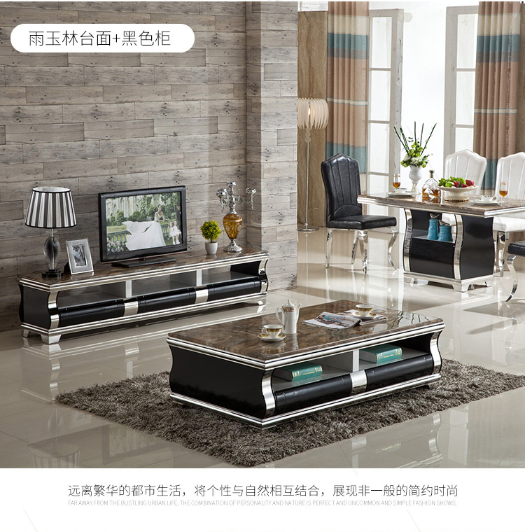 Bàn cà phê đá cẩm thạch phòng khách hiện đại tối giản căn hộ nhỏ sơn đen trắng kính thiên văn kết hợp tủ đồ nội thất - Bàn trà bàn phòng khách hiện đại