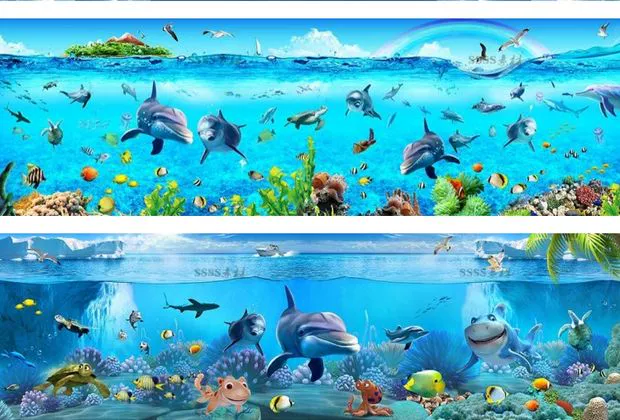 Thế giới dưới nước Mẫu vật liệu HD TV Nền tường Thư viện ảnh 3d Âm thanh nổi Bức tranh tường Hoàn chỉnh Thế giới biển - TV