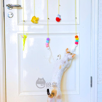 A cat new pindi cat self-hi hanging door toy unsulking swing paper hanging elastic feather teasing cat stick