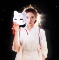 God girl photo props mask Japanese style fox mask Half face cat Ancient Hanfu photography