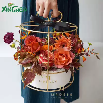 Xinchen gold-plated geometric flower arrangement stand forever flower tray bouquet box floral material Teacher's Day creative gift box
