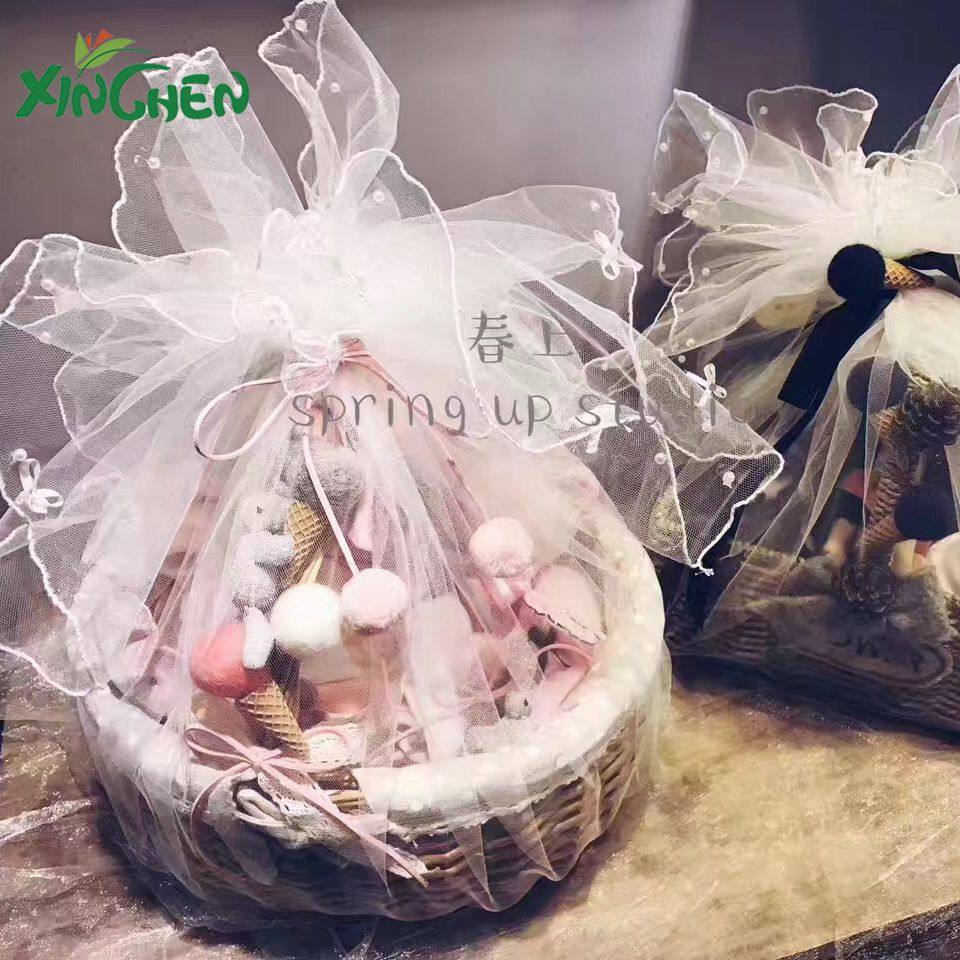 Butterfly knot pearl decoration black yarn white yarn flowers fake flower soap flower packaging gauze packaging material