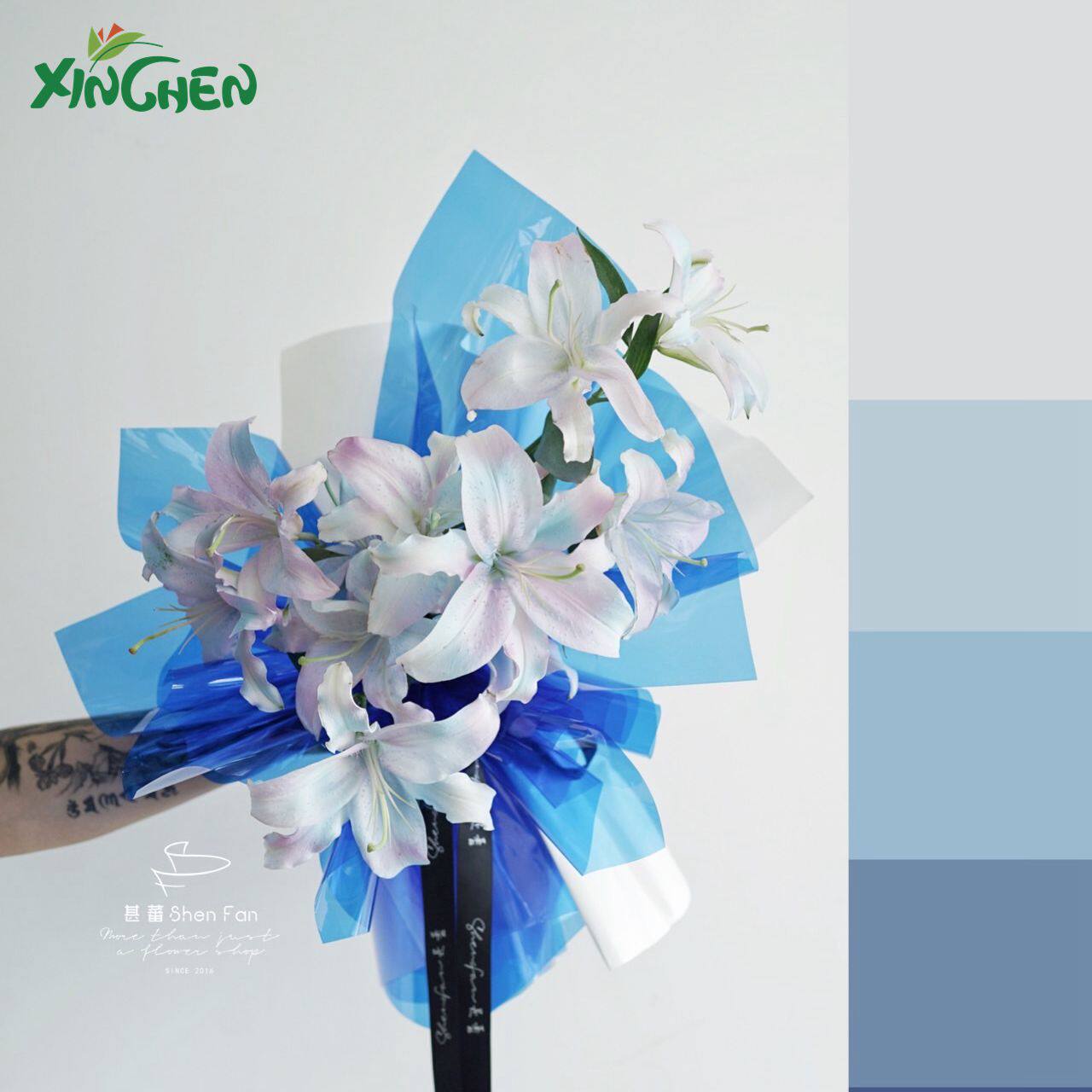 2020 Xinchen materials new crystal color cellophane OPP flower packaging material transparent bouquet wrapping paper
