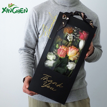 Xinchen express hand-held flower box opp window transparent flower packaging material new product Korean surprise flower box