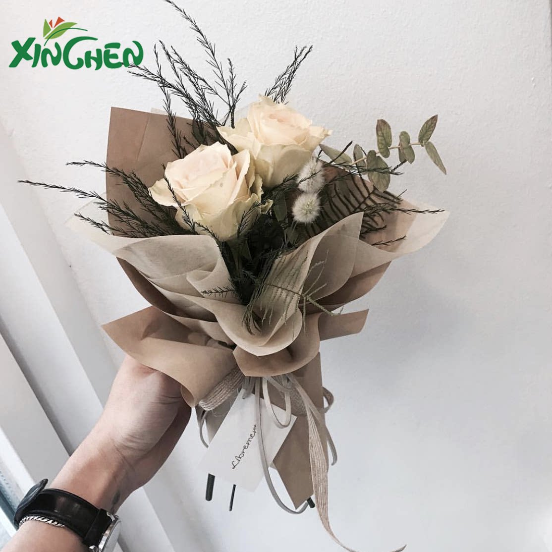 Xinchen materials new Korean imported cotton paper waterproof not afraid of folds flower wrapping paper a roll of about 9 meters