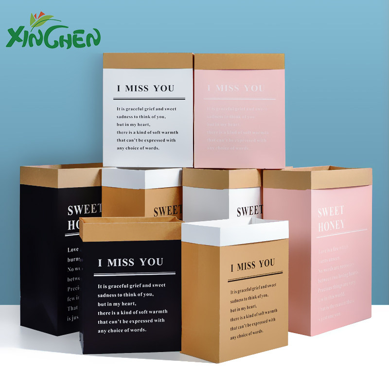 Hintchen's new floral hand holding the ins kraft paper bag English cow leather bag 5 packs of flowers super good looking