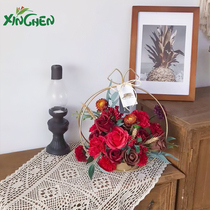 Xinchen second generation iron geometric metal flower basket gold wire cage round square iron flower basket flower packaging material