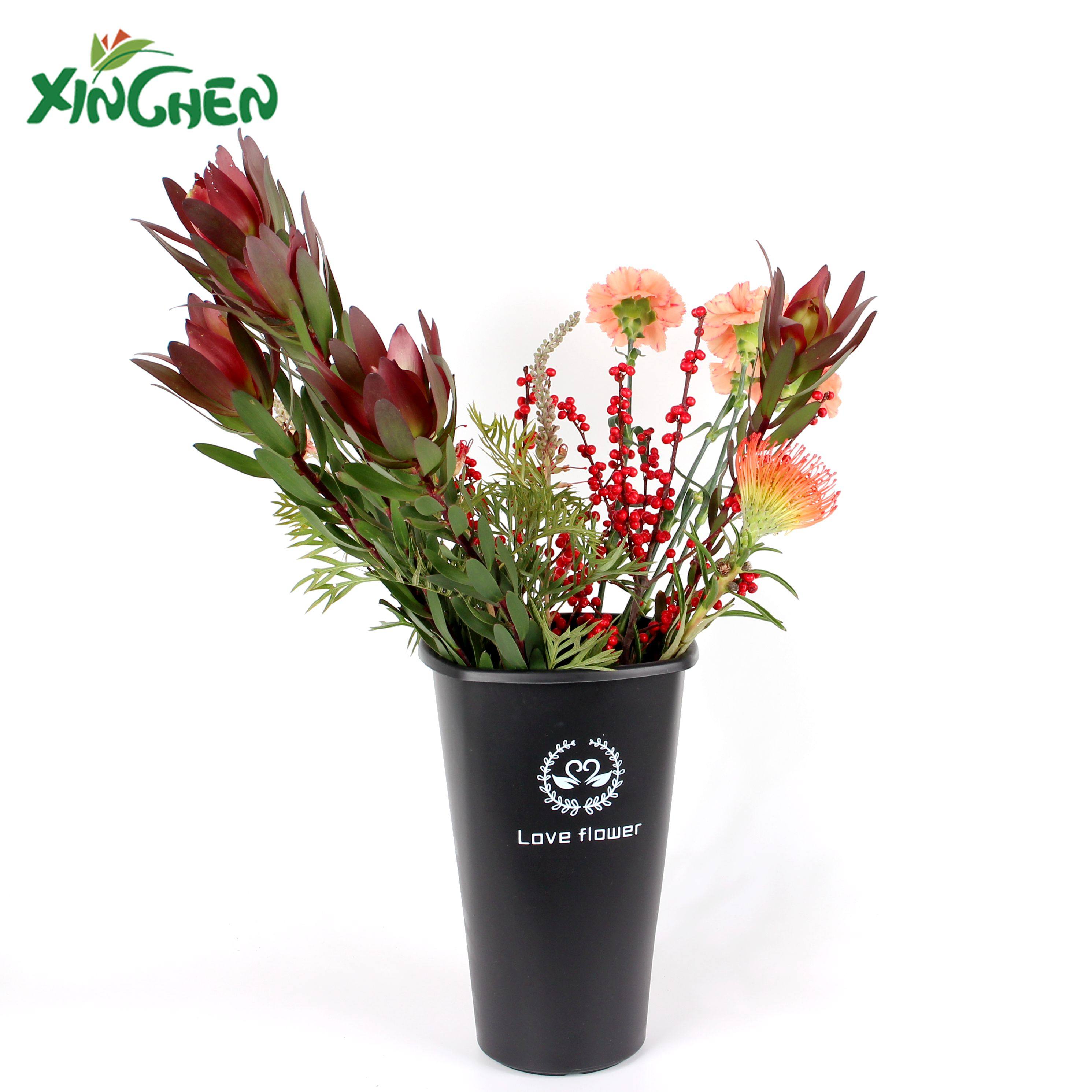 Hinchen Teacher's Day New Pine Flowers Bucket Flowers Bucket Flower bucket Thickened Plastic Flower Silo Big Floral Flower Shop