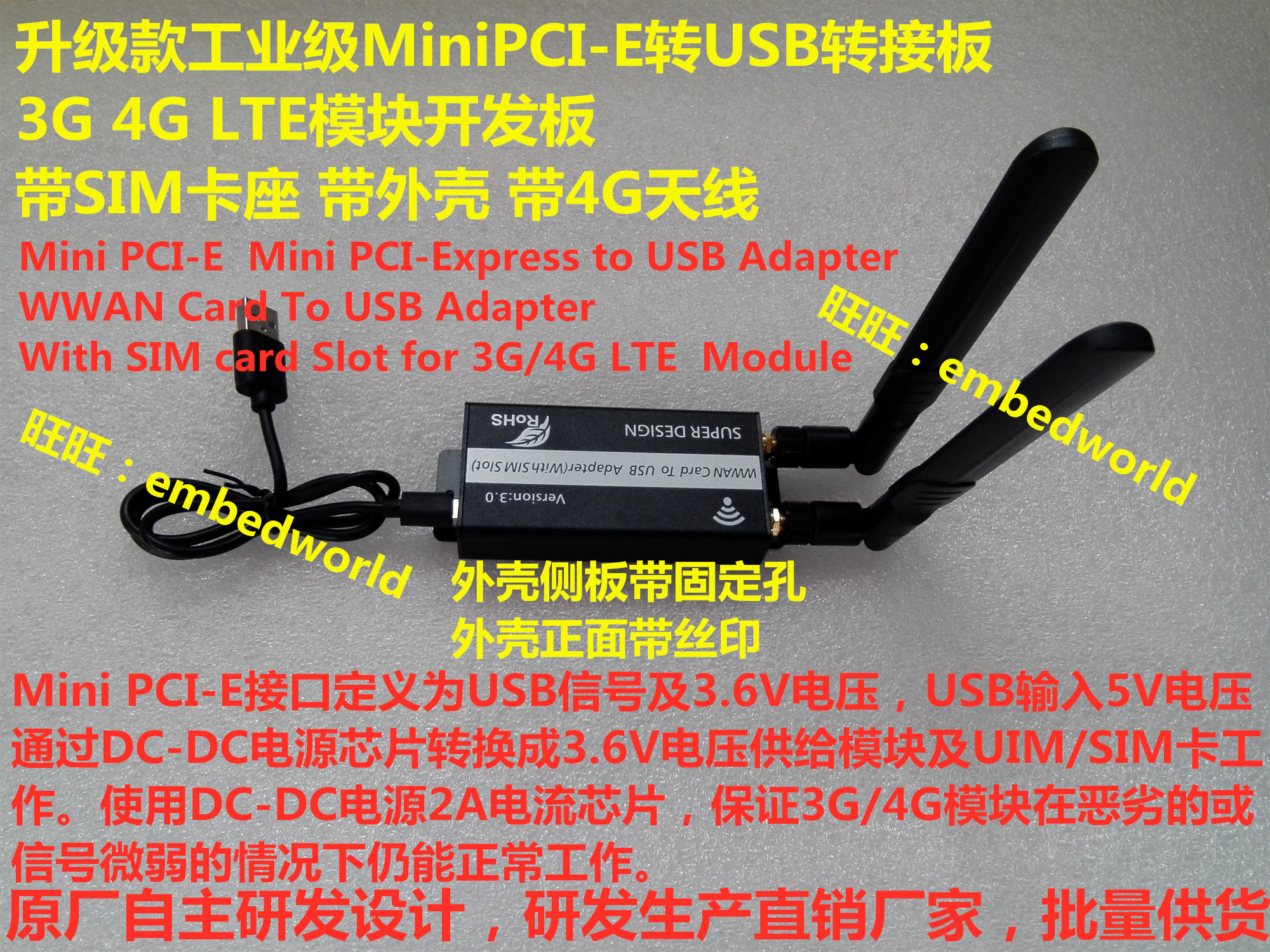 WWAN Card To USB Adapter With SIM Slot ZYX-WF05-R6 upgraded version