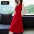 Màu đỏ 2021 váy phổ biến mùa hè mới của phụ nữ Phong cách Hepburn không tay thanh mảnh tính khí sexy váy cổ chữ V - váy đầm
