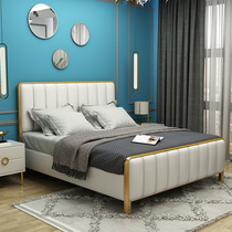 Caster Bed Light Luxury Bed Light Master Bed 2 m 2 m Queen Bed American Leather Double Net Red Bed