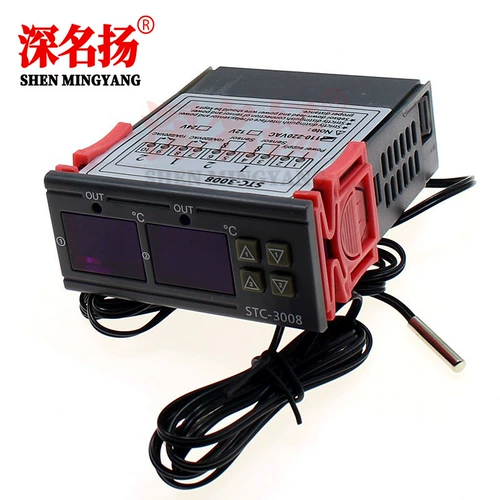 STC-3008 компьютерный цифровой дисплей, интеллектуальный электронный термостат с двойным вырезом, двойной дисплей, двойной регулятор температуры, регулируемый переключатель температуры