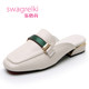 Outer wear sandals ຫນັງແທ້ 2023 summer ໃຫມ່ flat ຂະຫນາດໃຫຍ່ ເກີບແມ່ຍິງ Baotou ເຄິ່ງເທິງເກີບຫນັງເຄິ່ງ slippers