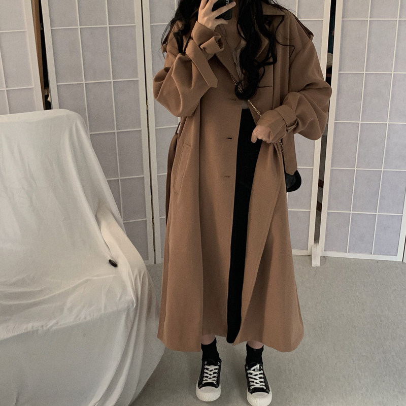 Shu Yi's large size women's autumn and winter new loose slim foreign style windbreaker fat mm retro Hong Kong wind age reduction coat