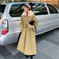 Autumn and winter clothing Korean version 2020 new large size womens loose waist long coat over knee thick fat mm coat