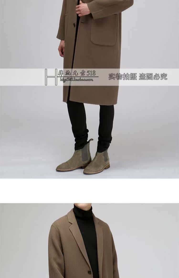 Mùa thu và mùa đông áo khoác len mới Phiên bản Hàn Quốc của áo len dài cashmere dày lên cho nam áo khoác kaki nam
