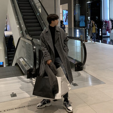 Пальто мужское 冬季毛呢大衣男中长款过膝韩版加厚羊绒风衣男宽松双排扣呢子外套