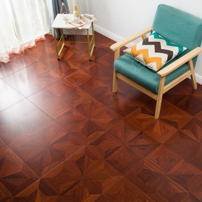Block Art Multilayer Solid Wood Composite Parquet Flooring Marbao Wood Pineapple Lattice Printed Eggplant Wood Geothermal Ground Warm Chinese E0