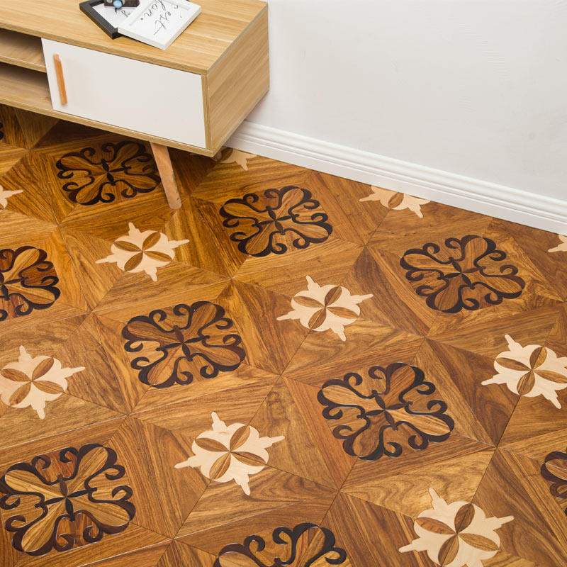 Multi-layer solid wood composite floor Yahuali Palace European-style square parquet floor background wall home geothermal floor heating