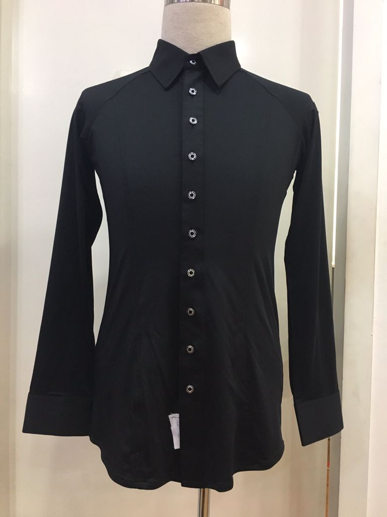Dai's dance costume New men's shirt black white stretch modern dance costume Ballroom dance National standard dance dance costume