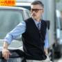 2017 mới mùa thu 40 trung niên vest nam V-Cổ cardigan 50-year-old trung niên áo len vest daddy vest nam