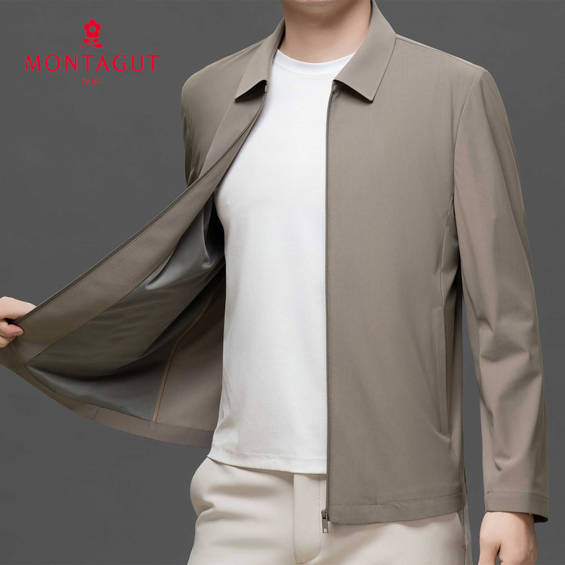 Montagut Sun Protection Clothing for Men, Summer Thin Jacket, Men's Lapel Mulberry Silk Coat, Middle-Aged Casual Sun Protection Clothing