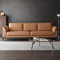 Italian minimalist leather sofa living room combination first layer cowhide modern simple Nordic three four small apartment
