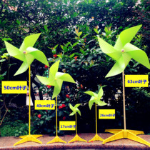 Big windmill wind rotating four corners light green with seat windmill set apple green solid color small windmill childrens toys