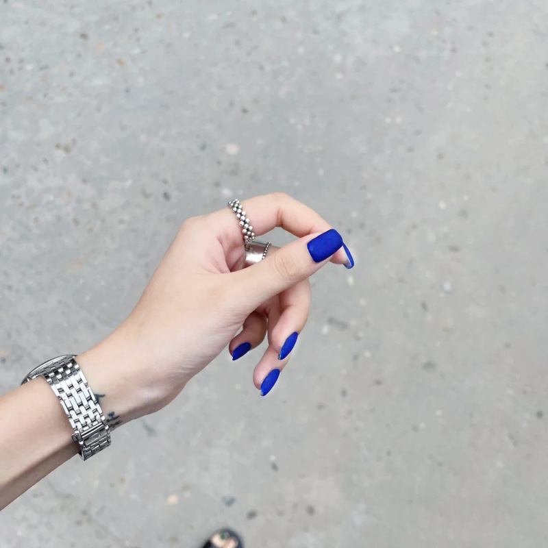 Finished Fake Nail Patches in Klein Blue Matte, Medium-Length, Brightening, Long-Lasting, Non-Damaging, Removable, Wearable Nail Art Finished Fake Nail Patches in Klein Blue Matte, Medium-Length, Brightening, Long-Lasting, Non-Damaging, Removable, Wearable Nail Art