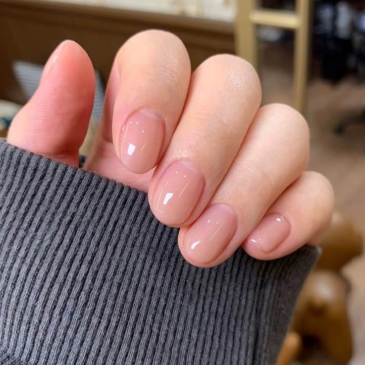 Purely Handmade Nude Color Wearable Nails That Enhance Complexion, Natural and Beautiful, Medium-Short Style, Ganlu Temple Almond-Shaped Nail Tips, 2026 New Model