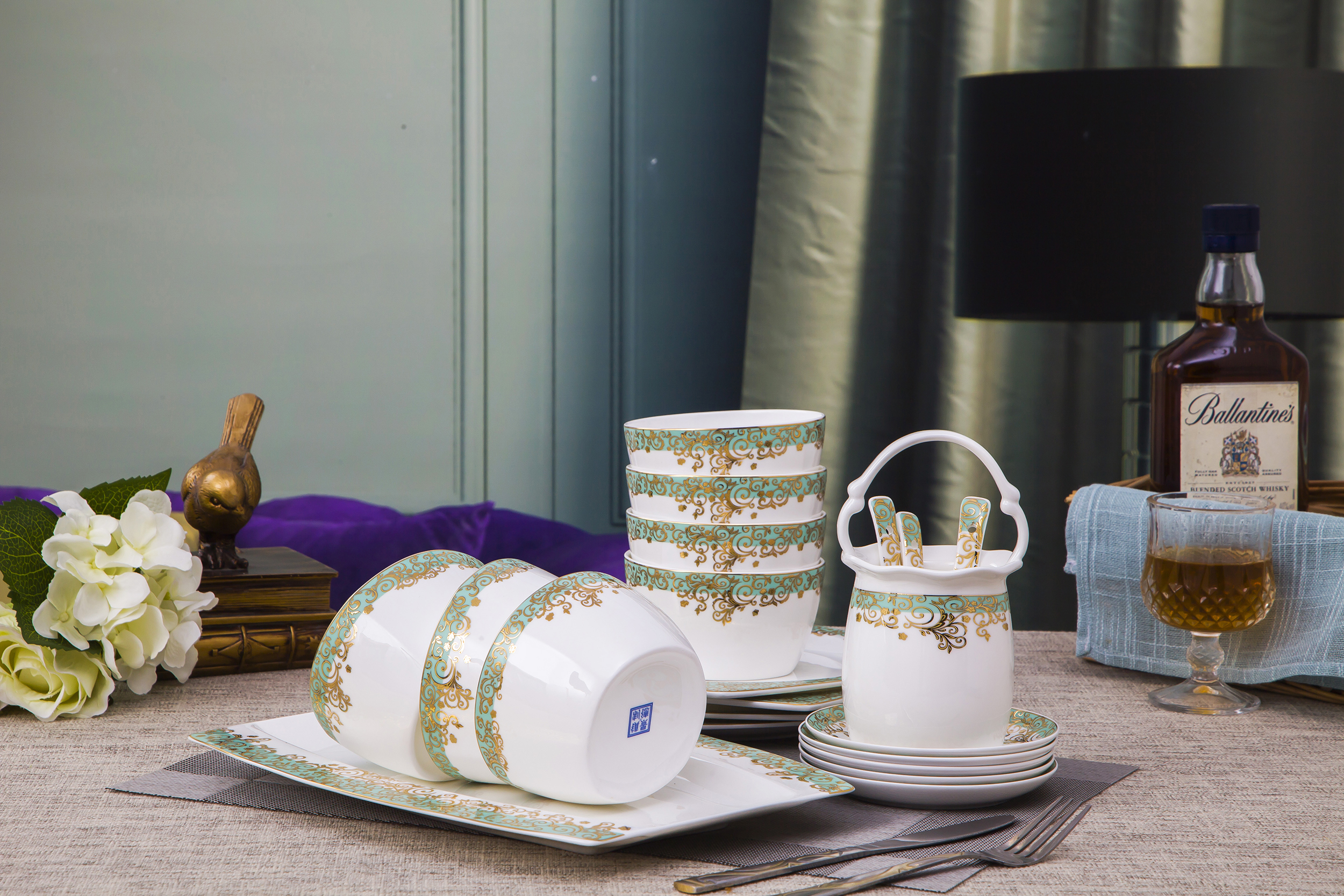 Antarctic treasure combination suit household European contracted 56 skull bowls up phnom penh dish suit the dishes/tableware