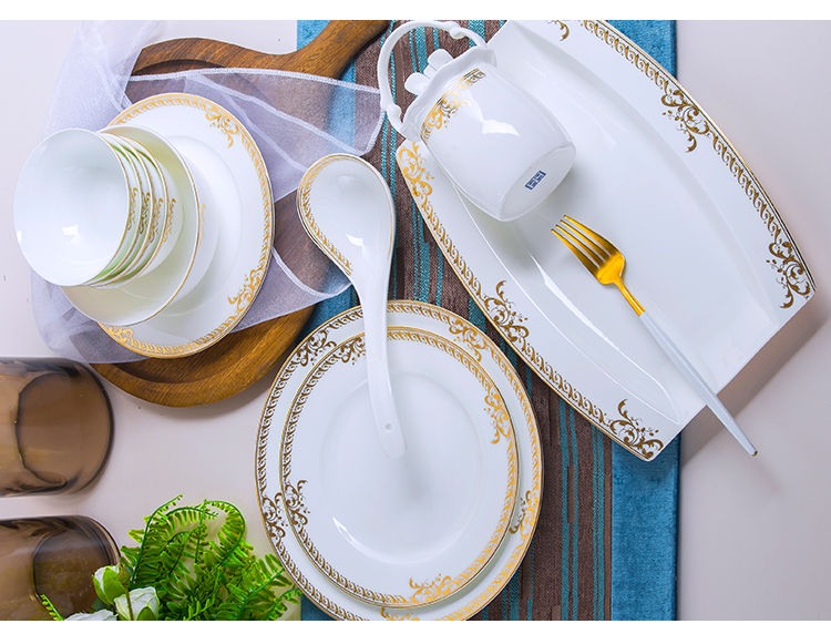 Jingdezhen dishes suit household contracted 60 head dinner set bowl chopsticks ceramics Chinese style composite plate