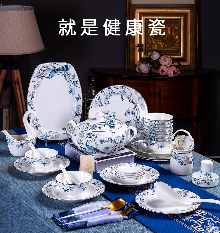 Antarctic treasure dishes suit ipads porcelain European household tableware chopsticks to eat bowl plate combination of Chinese style/