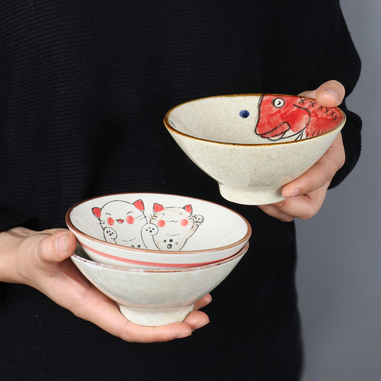 Antarctic treasure tableware under the glaze color hand - made 5 inches tall foot hat to Japanese household rice bowls little soup bowl dessert bowl
