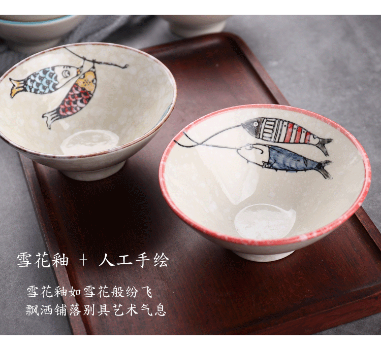 Antarctic treasure tableware under the glaze color hand - made 5 inches tall foot hat to Japanese household rice bowls little soup bowl dessert bowl